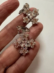 Nolan Miller Clip-on Earrings, Simulated White Diamonds And Topaz Cross - Picture 1 of 7