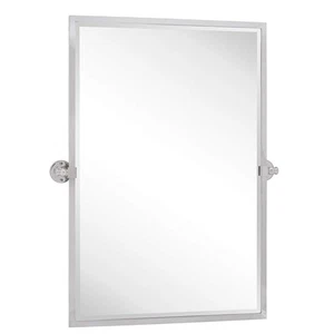 Chrome Pivot Mirror Tilt Bathroom Mirror in Polished Nickel Tilting Beveled V... - Picture 1 of 7