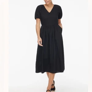 J. Crew NWT Black Lace Trim V-Neck Midi Dress with Stretch Size 10P 10 Petite - Picture 1 of 9