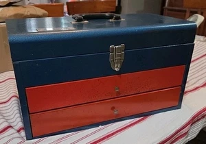 VINTAGE CHAMPION 2 DRAWER Lidded TOOLBOX # 202 Machinist Mechanic Made in USA - Picture 1 of 4