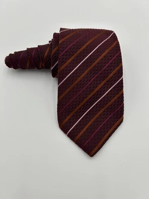 Corbata de seda a rayas rojas, borgoña y rosa Canali Repp para hombre hecha en Italia Foto 1 de 4