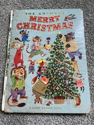 THE ANIMALS MERRY CHRISTMAS ~ Richard Scarry ~ VTG GIANT GOLDEN BOOK 1950 AS IS Foto 1 de 4