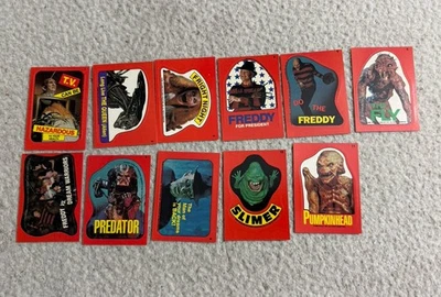 Topps Fright Flicks 1-11 Complete Stickers Set 1988 Predator Alien Nightmare Elm - Image 1 of 3