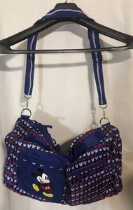 VTG Disney Mickey Mouse Red White Striped Tote Bag Shoulder Strap Mouse Ear - Picture 1 of 9