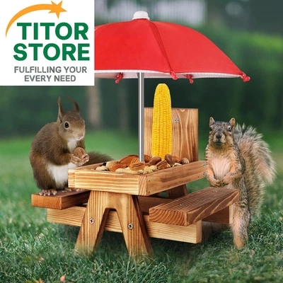Alimentador para ardillas gnodary con paraguas, alimentadores para rojo brillante  Foto 1 de 4