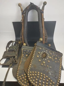 Vintage Horse Leather Studded Parade Dress Up Gear Halter Yoke Collar Accessory - Picture 1 of 20
