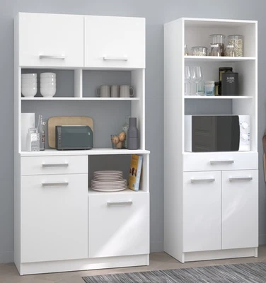 Küchenschrank Set 2-tlg weiß Single Küche Buffet Buffetschrank Hochschrank Venti - Bild 1 von 4