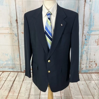 Jack Nicklaus Tournament Series Sport Coat Navy Blue Mens Size 46L Gold Button V - Image 1 of 4