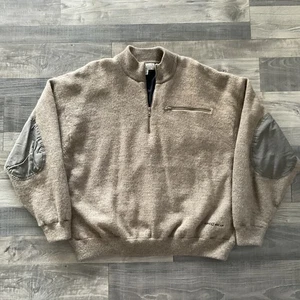 Cabela’s Wool Windshear Windstopper Lined Sweater 1/4 Zip Mens 3XL Elbow Patches - Bild 1 von 15