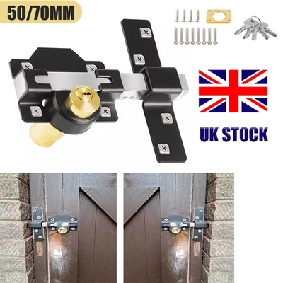 Throw Gate Lock 50/70mm Long Bolt Double Lock Stainless Security Garden Garage