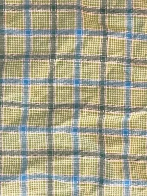 "Tela de algodón a cuadros escoceses vintage azul verde blanco 38"" X 44""" Foto 1 de 4