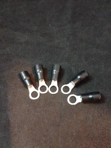 Black Insulated Ring Terminals - 5mm Electrical Splice Crimp Connector X5 - Picture 1 of 4