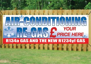 AIR CONDITIONING SERVICE RE-GAS GARAGE BANNER OUTDOOR waterproof PVC Eyelets V2 - Picture 1 of 1