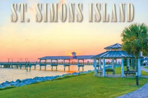 Postcard Continental Size St Saint Simons Island Georgia GA Park Pier Village - Picture 1 of 2