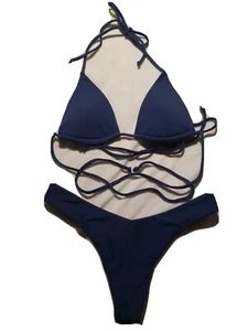 Traje de baño Andi Bagus 2 piezas, azul marino, talla M/L - Imagen 1 de 6