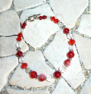 ★ Hágalo usted mismo ★ Pulsera ★ rojo y cristal ★ - Imagen 1 de 1