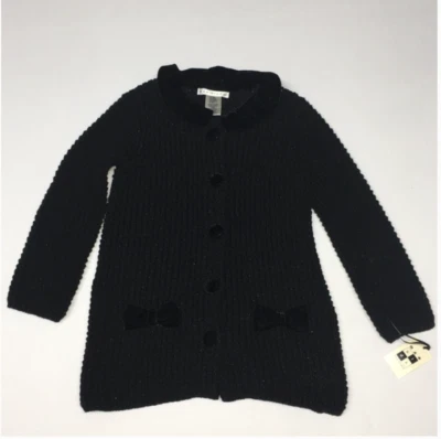 Max Studio Cardigan Sweater Girls Size 4 Black NWT - Image 1 of 4