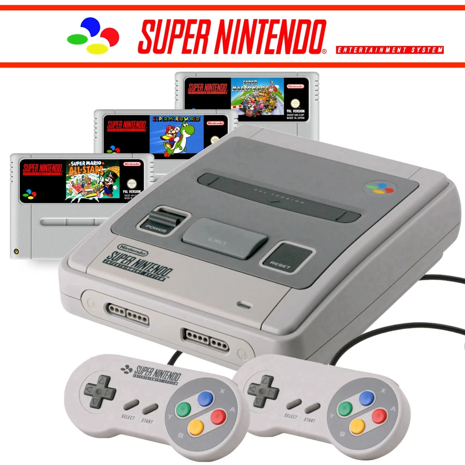 SNES / Super Nintendo Konsole + Mario Spiel, ORIGINAL Controller - Zustand: TOP - Bild 1 von 4