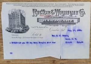 Letterhead 1902 Omaha Nebraska Rector & Wilhelmy Hardware Douglas Shot Gun - Picture 1 of 1