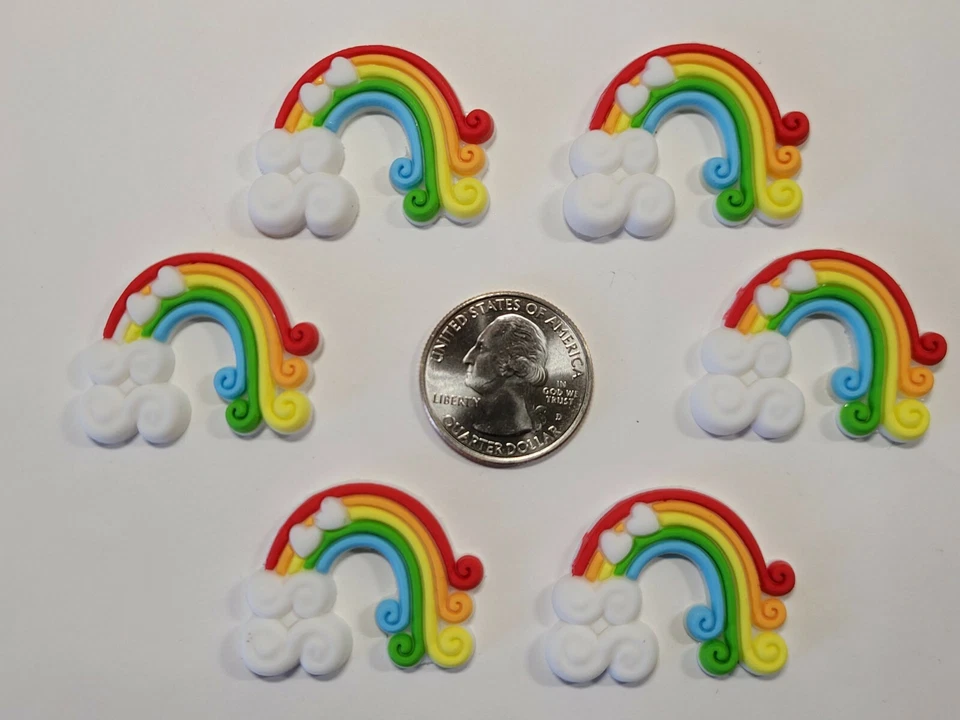 6 Pcs Lot rainbow Flatback PVC Hair Bow Center Supply/DIY accessories  - Image 1 of 1