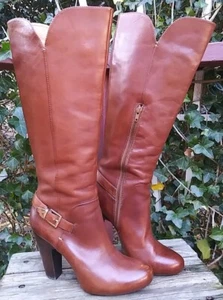 Sofft #1417140 CBHF13 4" Heel Knee High Brown Leather Boots womens size 8.5 - Picture 1 of 12