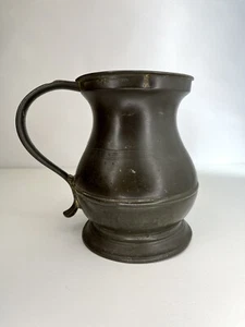 Antiker Krug Krug aus Zinn mit Quartmaß aus dem 19. Jahrhundert alt Derby 15,5 cm hoch - Bild 1 von 14