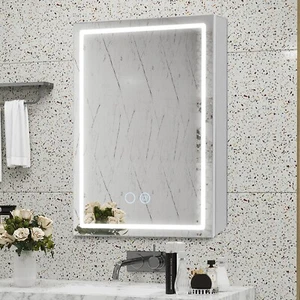 Badezimmer spiegelschrank mit Beleuchtung 70x50cm Aluminiumrahmen Antibeschlag - Bild 1 von 11