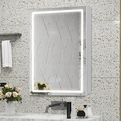 Badezimmer spiegelschrank mit Beleuchtung 70x50cm Aluminiumrahmen Antibeschlag - Bild 1 von 4