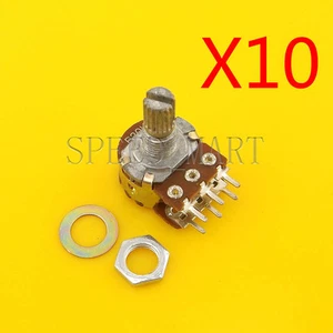 10 pz Potenziometro Rotante Lineare Doppio B20K Ohm Pentola 15mm Albero 6 Perni - Foto 1 di 3
