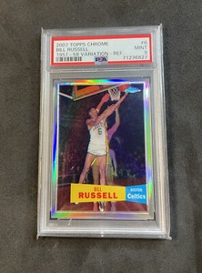 2007 Topps Chrome Bill Russell 57-58 Variation Refractor #/999 PSA 9 Celtics