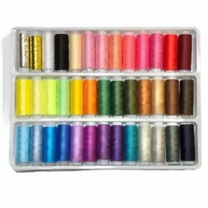 Set of 39 Colorful Variety Assortment Spools Polyester 402 High Tenacity Thread - Picture 1 of 4