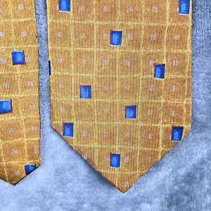 HUGO BOSS Herren Krawatte Gold Mehrfarbig Geometrisch Gemustert 100% Seide Made In Italy - Bild 1 von 6