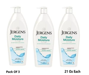 3 X Jergens Daily Moisture 24-Hour Dry Skin Moisturizer Silk Proteins 21oz - Picture 1 of 3