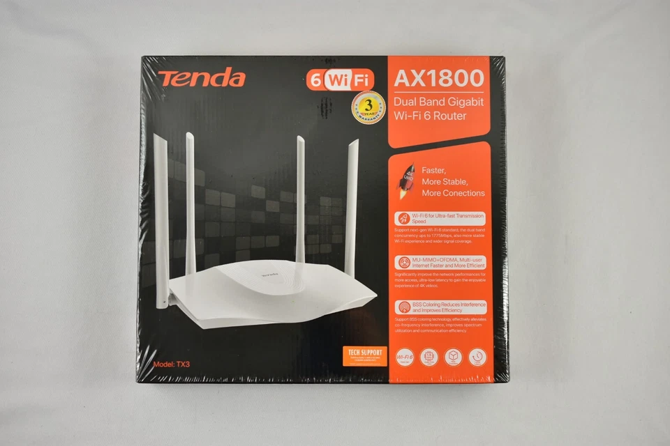 Tenda TX3 AX1800 Dual-Band Gigabit Wi-Fi 6 Router - Image 1 of 4