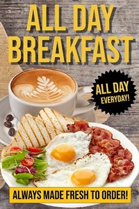All Day Breakfast Served Everyday Advertising Poster Sign 24x36 - Picture 1 of 3
