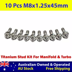 10 Pcs M8x1.25x45mm Titanium Stud Kit for Manifold & Turbo - Foto 1 di 4