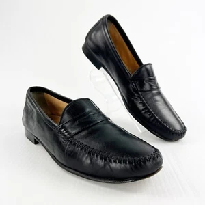 Salvatore Ferragamo Black Leather Slip On Loafers Shoes Mens 8 D - Picture 1 of 6