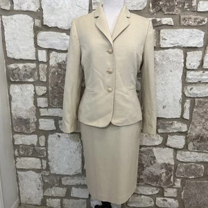 Le Suit Women’s 2Pc Skirt Suit Sz 10 Beige *Altered - Picture 1 of 8