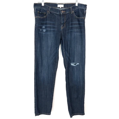 Pantalones de mezclilla halógenos para mujer talla 28 Girlfriend tiro medio desgastados lavado oscuro Foto 1 de 4