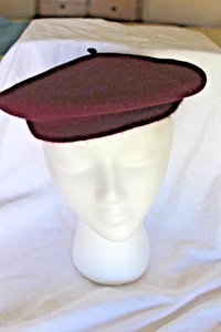 Vintage Kangol Beret Cap Wool Britain Deep Burgundy - Picture 1 of 7