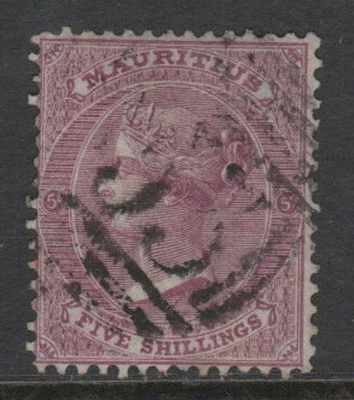 Mauritius 1863-1872 5/- Crown CC Sc 41 F.Used CV $60 - Image 1 of 2