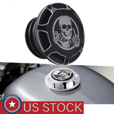 Skull Fuel Tank Gas Cap For Harley Sportster XL883 1200 Softail 1996-2014 Black - Image 1 of 4