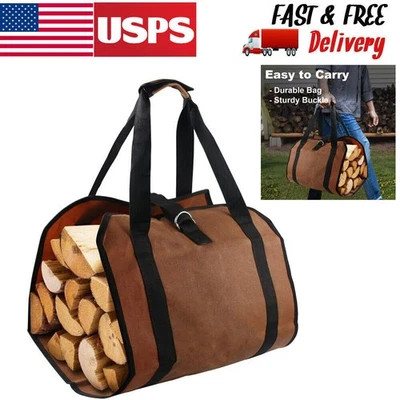 Firewood Log Carrier Bag Heavy Duty Holder Tote Bag Outdoor Camping - Image 1 of 4