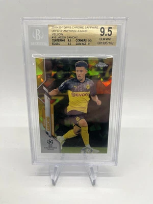 2019 Topps Chrome UCL Jadon Sancho Sapphire Yellow /99 BGS 9.5  - Image 1 of 2
