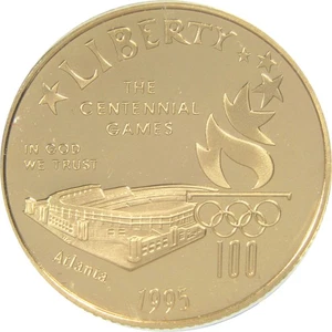 Atlanta Olympic Games Stadium Commemorative 1995 W Proof Gold $5 - Picture 1 of 4