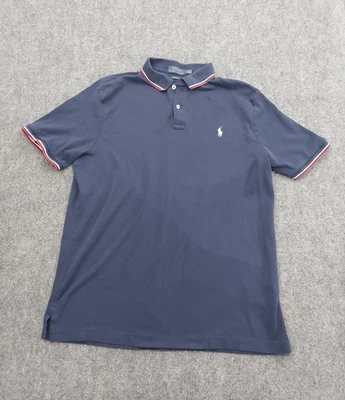 Polo Ralph Lauren Shirt Mens Large Blue Pony Short Sleeve Golf Casual Red Stripe - Image 1 of 4