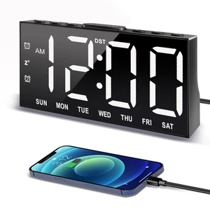 Digital Alarm Clock with Large Display Big Bold Numbers, Dimmer, 2 USB Chargi... - Picture 1 of 8