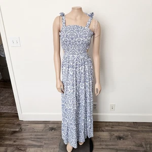 Maxi Vestido Japna Talla Grande L Azul Cuello Cuadrado Recorte Lateral Volantes Dobladillo - Imagen 1 de 12