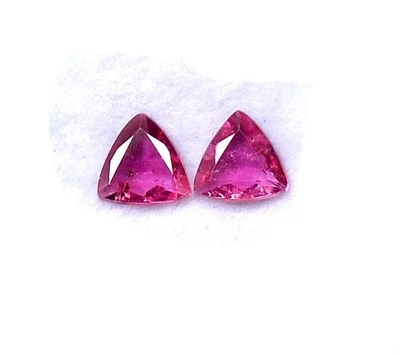 Natural Pink Tourmaline Trillion Cut Pair 5x5 mm 0.64 CTS Faceted Loose Gemstone - Image 1 of 4