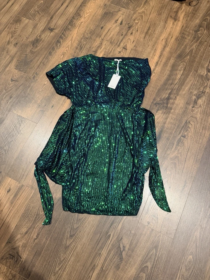 Vestido midi de fiesta Grace Karin asimétrico con lentejuelas al hombro talla L - verde Foto 1 de 4